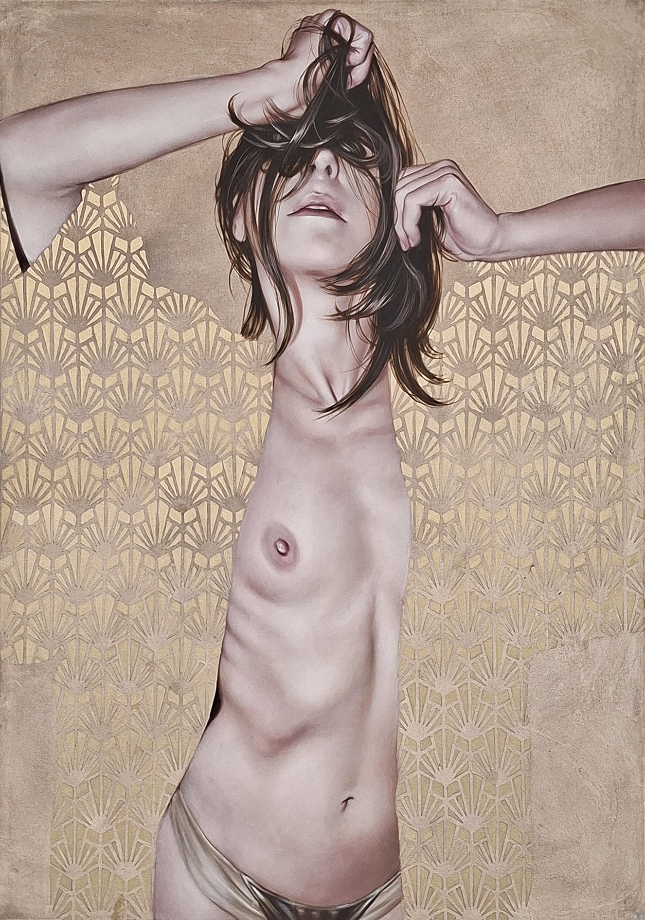Antonella Cinelli C9.2325 Omissioni 7, olio e polvere di ottone su tela cm. 100x70 (2023)