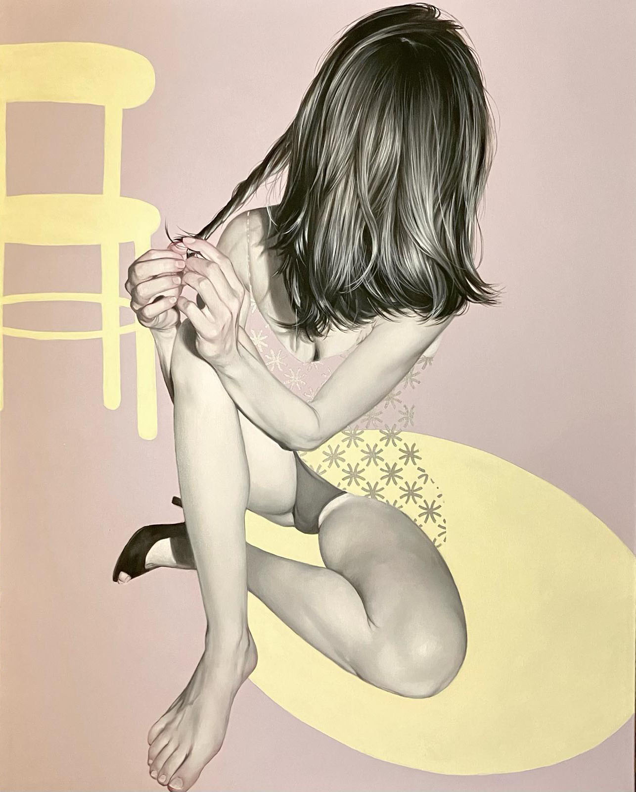 Antonella Cinelli C9.2404 Dimenticanze 6, olio e polvere di alluminio su tela cm. 100x80 (2024)
